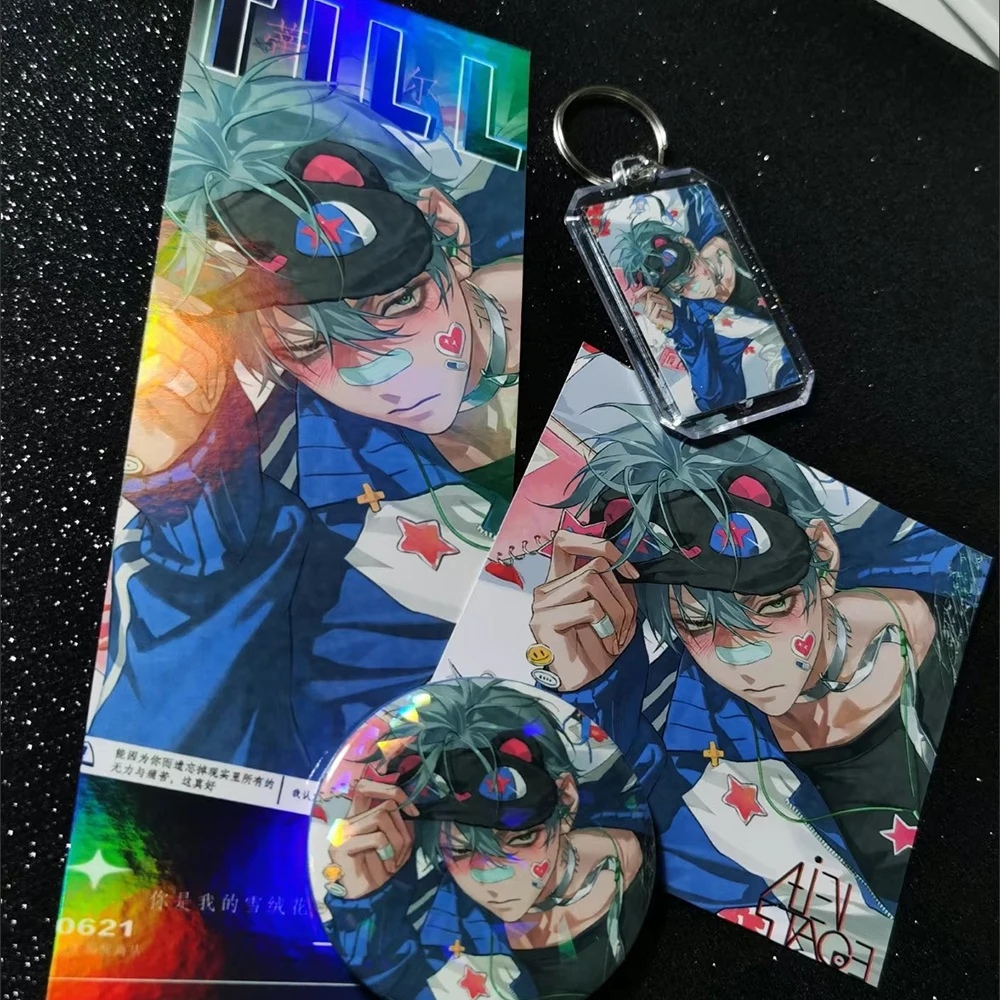 Anime photo cards anime keychain keychain pendant 6Pcs/Set Alien Stage Ivan Till Cards Badge Brooch Bookmark Postcard Laser Ticket Acrylic Keychain Set anime accessories props