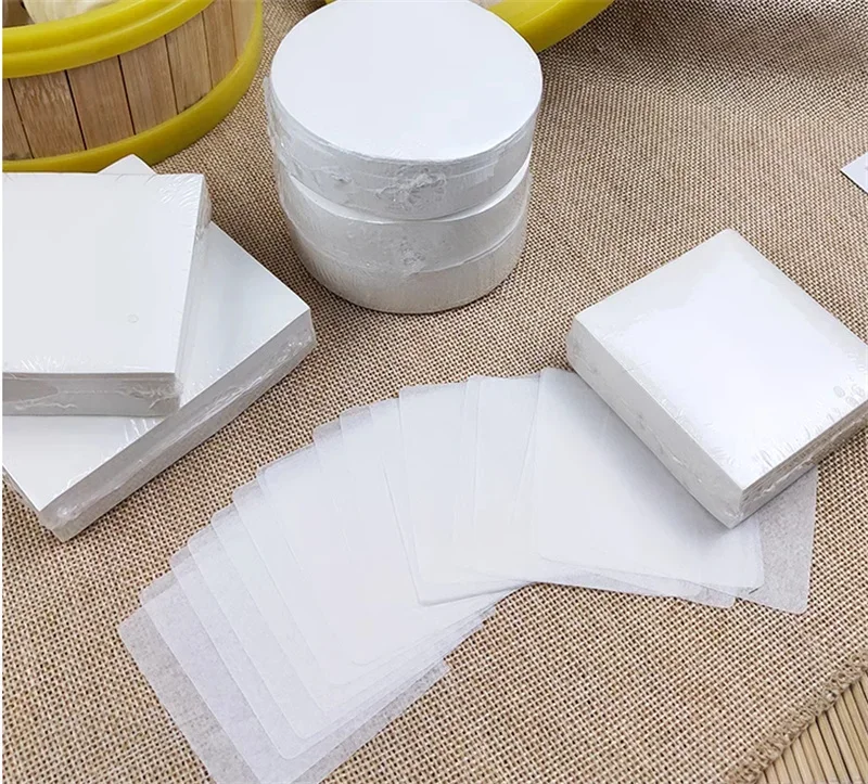 500pcs Round square bamboo steamer buns Paper Liners Non-stick Oven mat BBQ Grill Paper Hamburger Patty Baking air fryer paper bamboo steamer paper