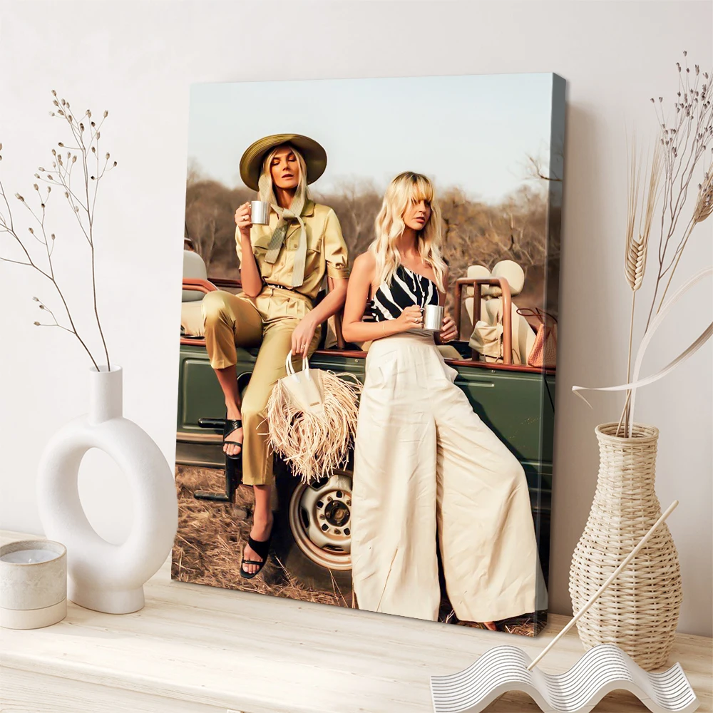 1 Pc Customized Photos on Canvas with DIY Wood Frame or frameless poster,Personalized Custom Photos for Your Lover,family,friend 2