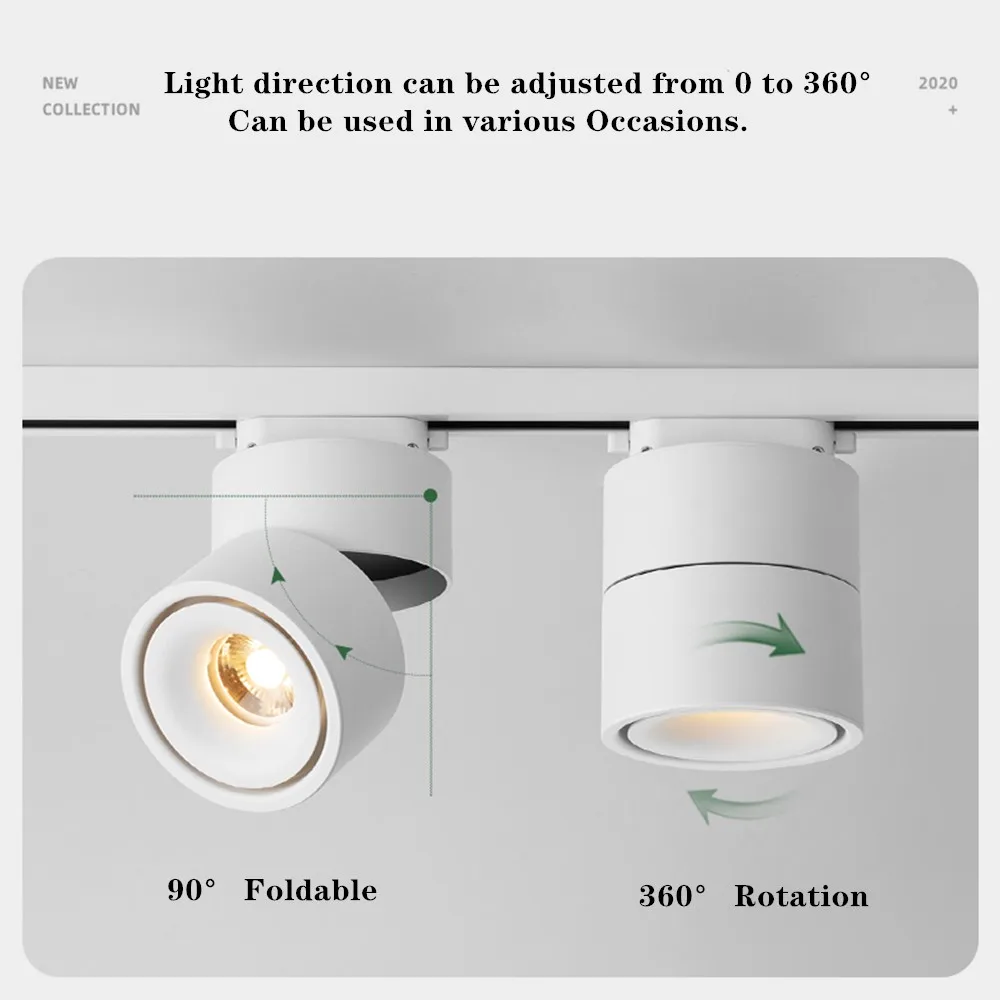 LED Track Light Spot Downlight Foldable Ceiling Spotlight 7W 12W 15W 110V 220V Spots Lamp Clothing Shop Store For Home Kitchens 4