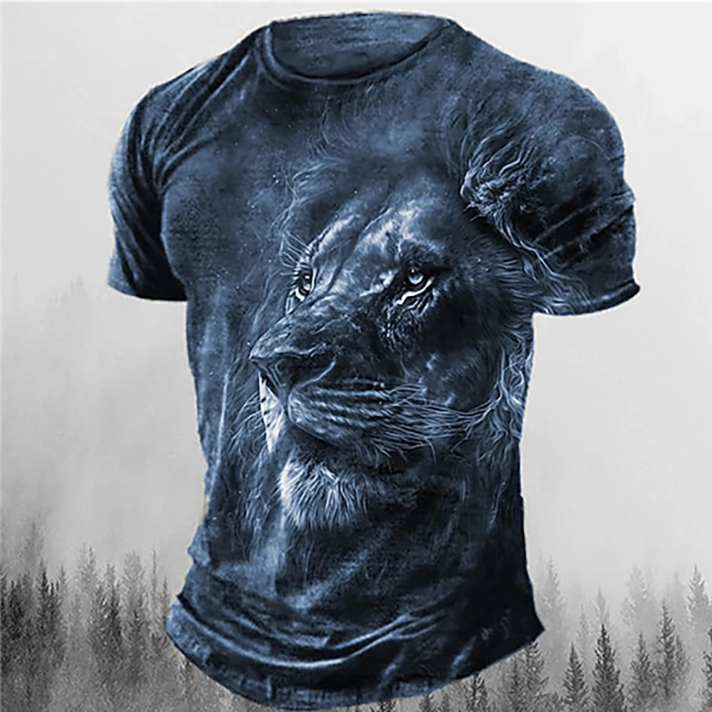 

Men's T shirt Graphic Animal Lion Crew Neck Clothing 3D Printed Outdoor Daily Short Sleeve Print Fashion Tee Vintage Tops