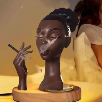 Black Woman Head Incense Burner Black People Smoke Cigarettes Incense Holder Decorative  Airflow Incense Burner Statue 1