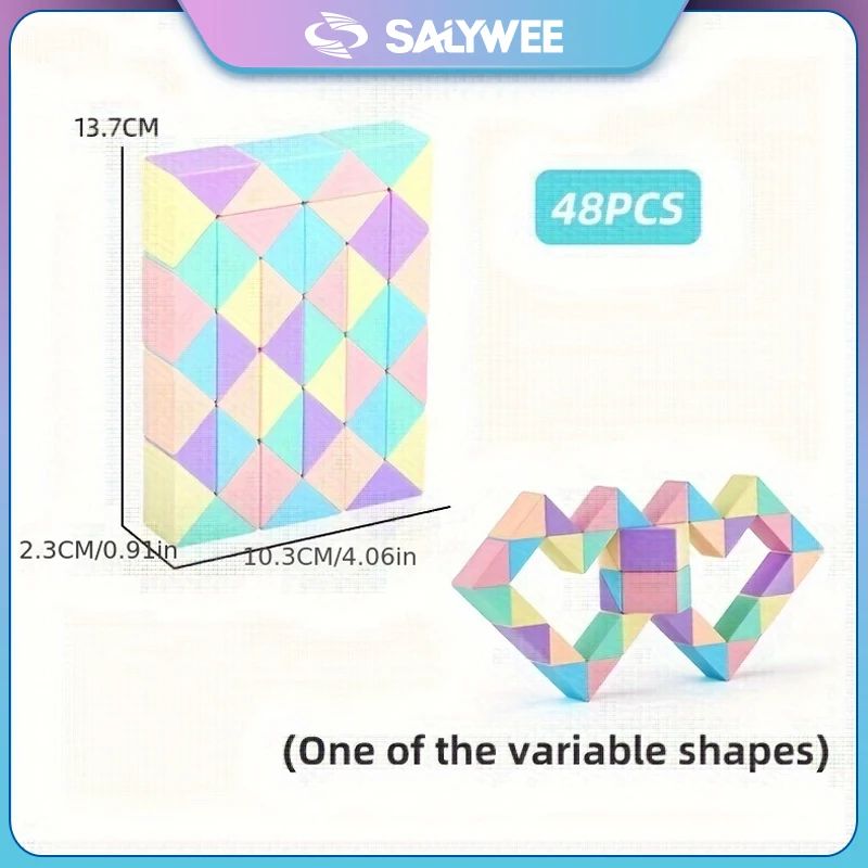 SALYWEE 매직 폴딩 자 24/36/48/60/72 세그먼트 - STEM 교육용 장난감, 창의적인 변형 가능한 퍼즐 큐브, 마카롱 색상