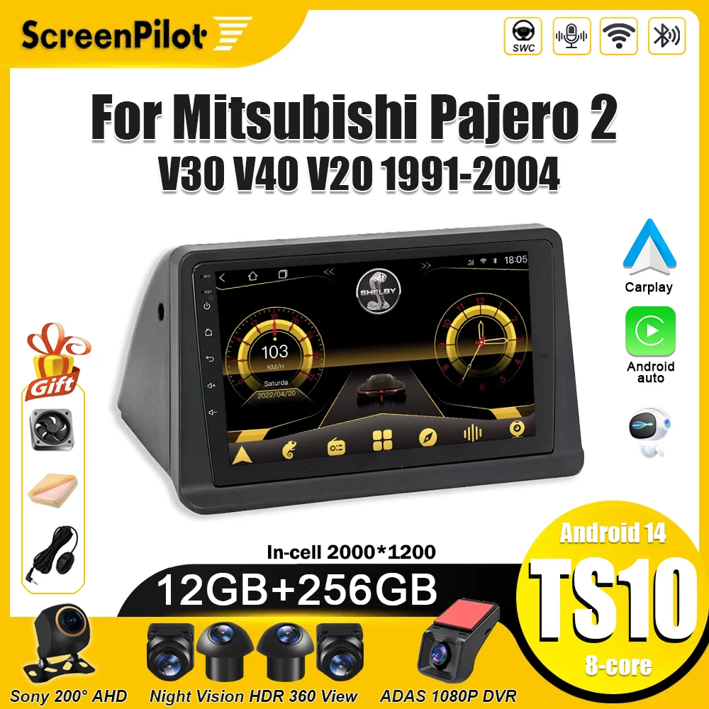Radio para Auto Android 16 para Mitsubishi Pajero 2 V30 V40 V20 1991-2004, Reproductor Multimedia 2 DIN, Carplay, Bluetooth, 8 Núcleos, 5G, DSP 1