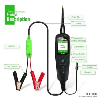 P100 Scanner 12V Car Truck Power Scan Electric Circuit Tester Probe Car Battery Tester Automotive Tool PK PS100