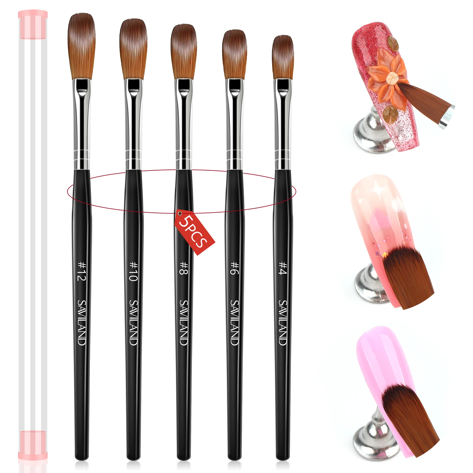nail brushes Acrylic Nail Brush Set Acrylic Nail Brushes for Application Professional Round Shaped 5pcs