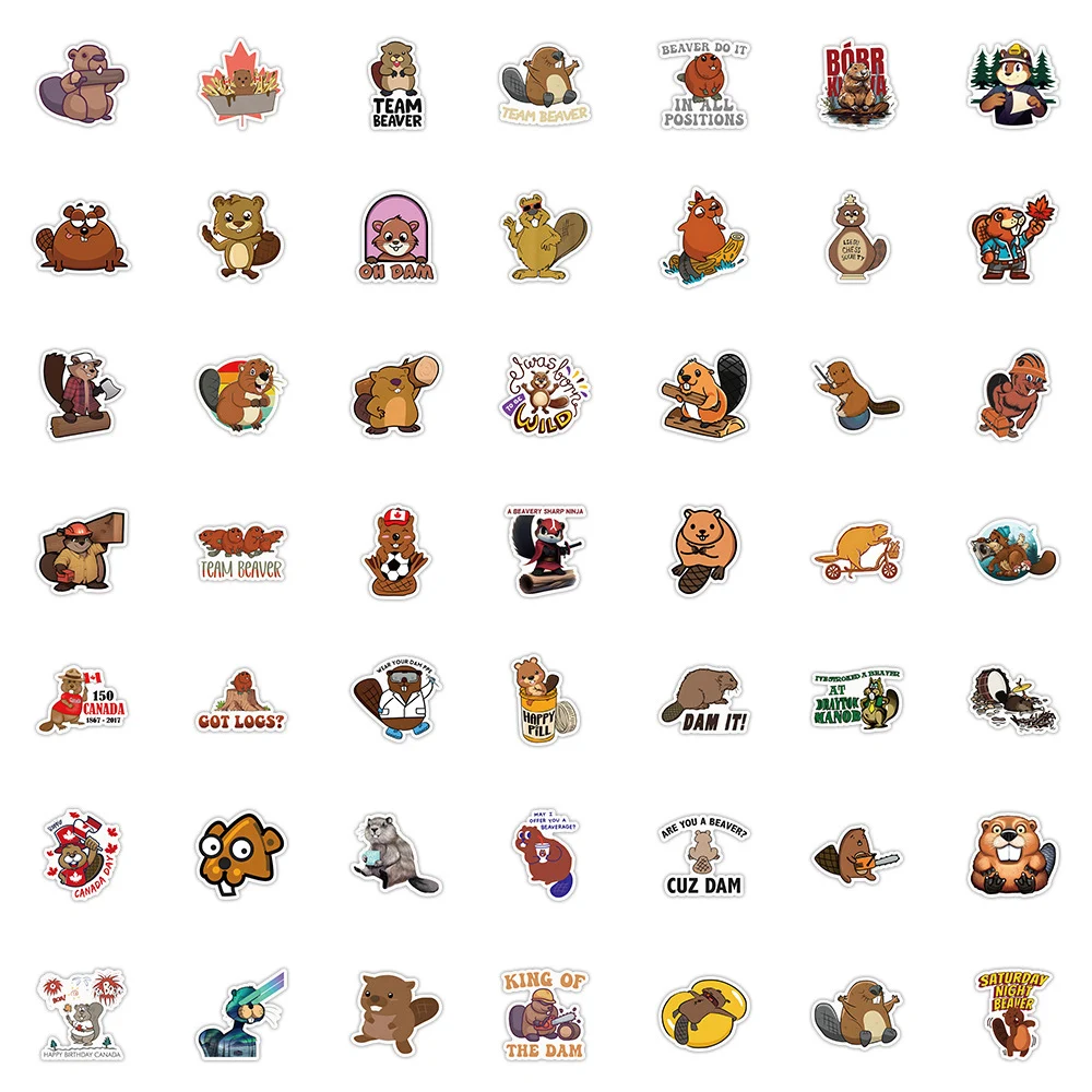 10/30/52pcs Funny Canadian Beaver Cartoon Stickers Animal Graffiti Decal Scrapbooking Bike Phone Skateboard Toy Sticker for Kids