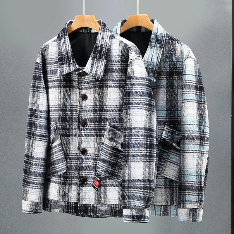 Fashion Streetwear Plaid Jacket Men Plus Size 11XL 12XL Woolen Jacket Spring Autumn Plaid Coat Male Big Size 11XL 12XL 4