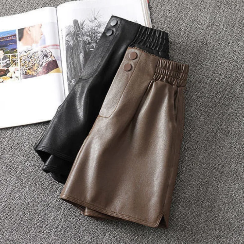 Trend Elastic Waist Youth A-line Shorts Spring Autumn New Loose Solid All-match Wide Leg Shorts Fashion Casual Women Clothing