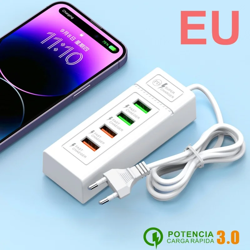 4-Port PD/USB Schnellladegerät Buchse Steckdosenleiste Ladestation Wand Schnellladegerät Buchse EU/US/UK Netzteil für iPhone Xiaomi