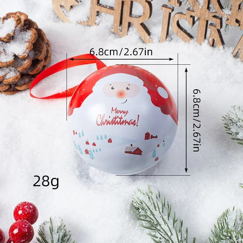 Round Ball Shaped Christmas Candy Box, Tin Ball Can Gift Packaging Box, Mini Box, Kids Gift, Tree Hanging Supplies