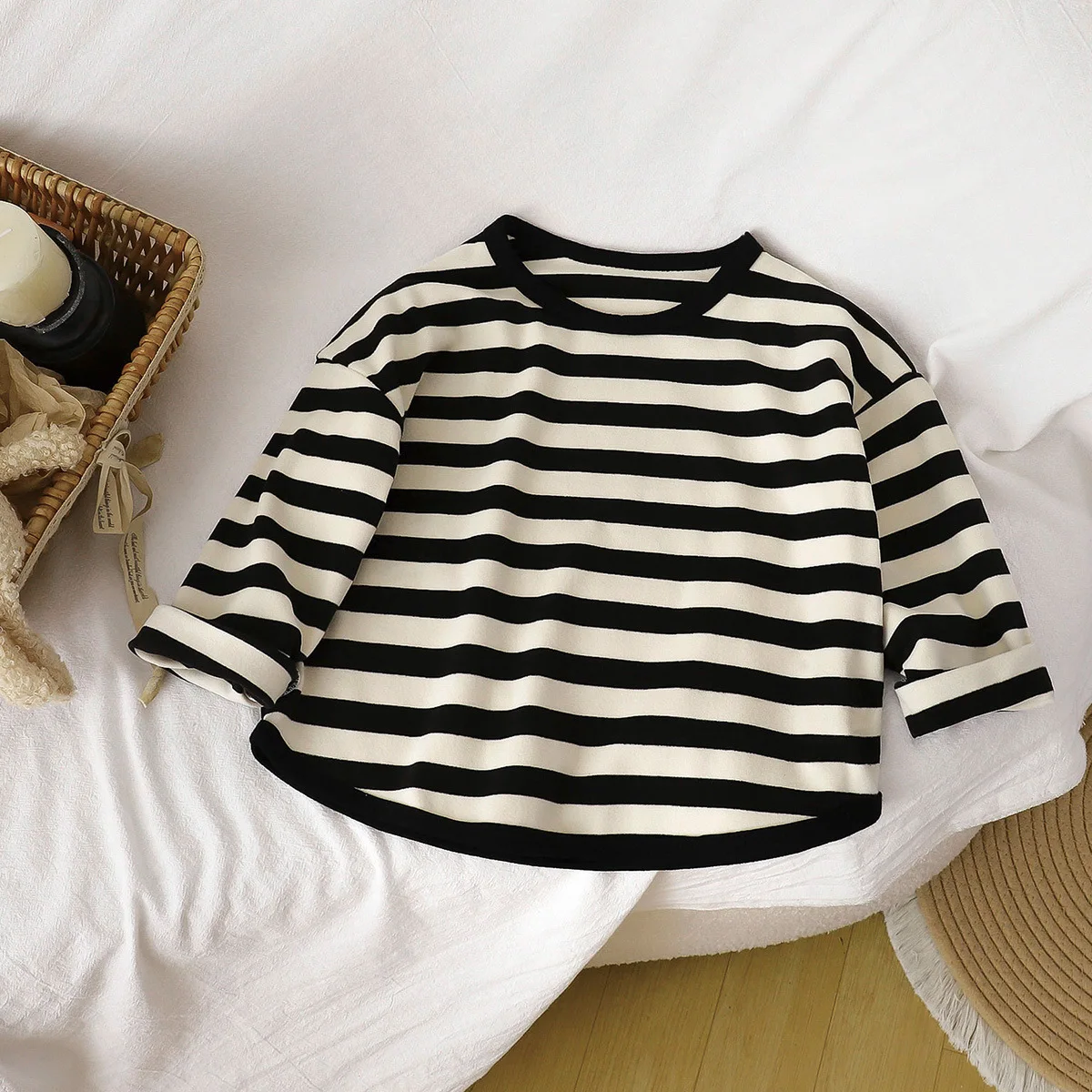 Children Casual T Shirt Spring Autumn New Children Casual T Shirt Loose Kids Striped T Shirts Soft Warm Tee Boys Girls Long Sleeve Tops Baby Clothes