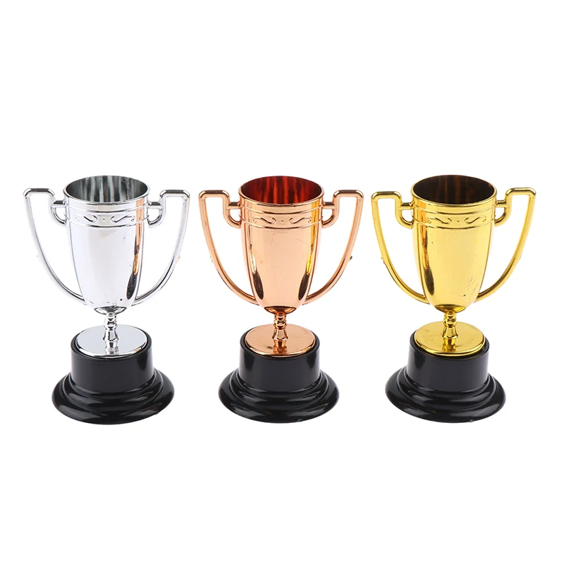 

2Pcs Plastic Award Trophy Game Trophies Reward Children Cup Kids Sports Toys School Rewarding Supplies Gold Silver Brown