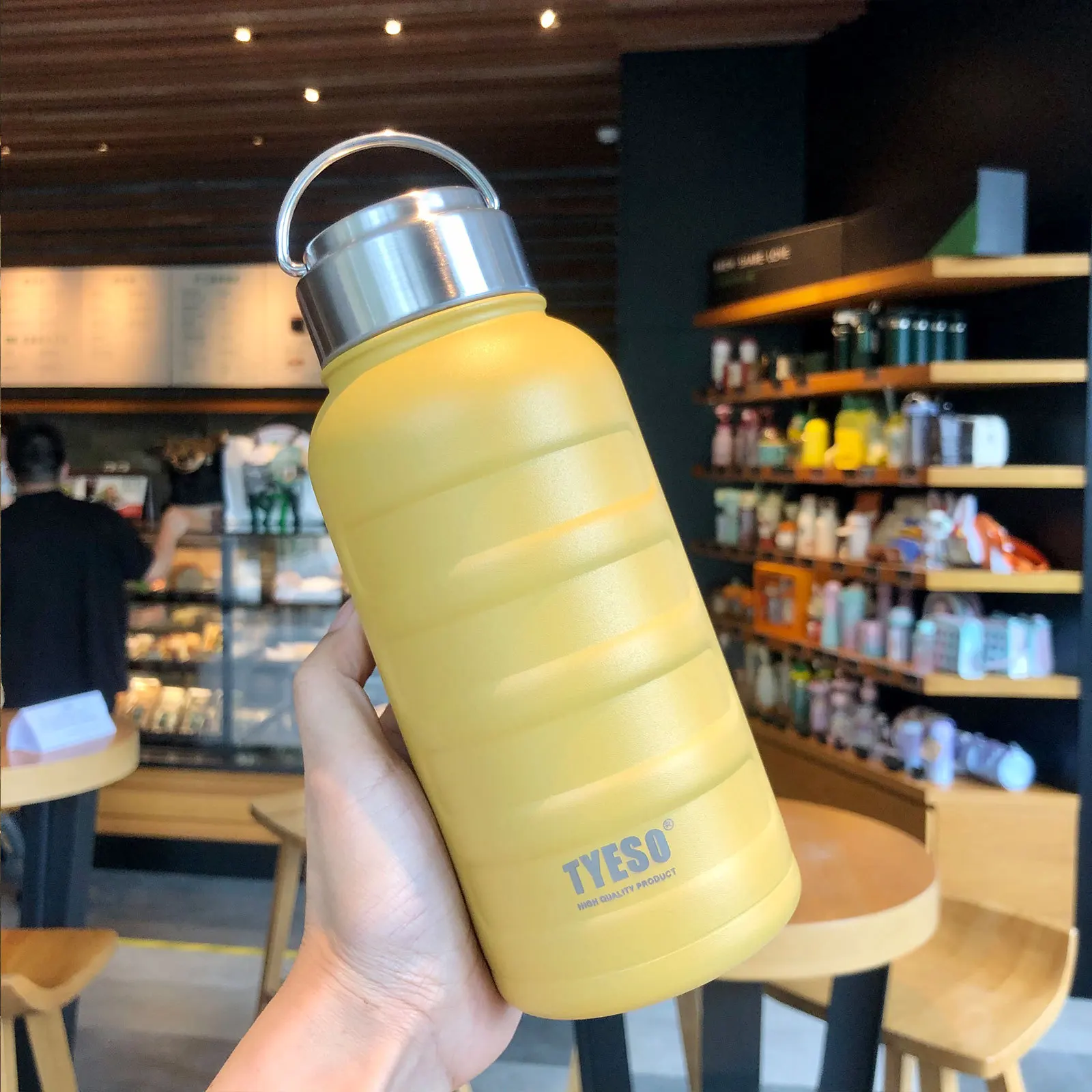750/1000ML TYESO Water Bottle Double Wall Insulated Stainless Steel Thermos With Handle Lid Copo Termico Botella De Agua Termo