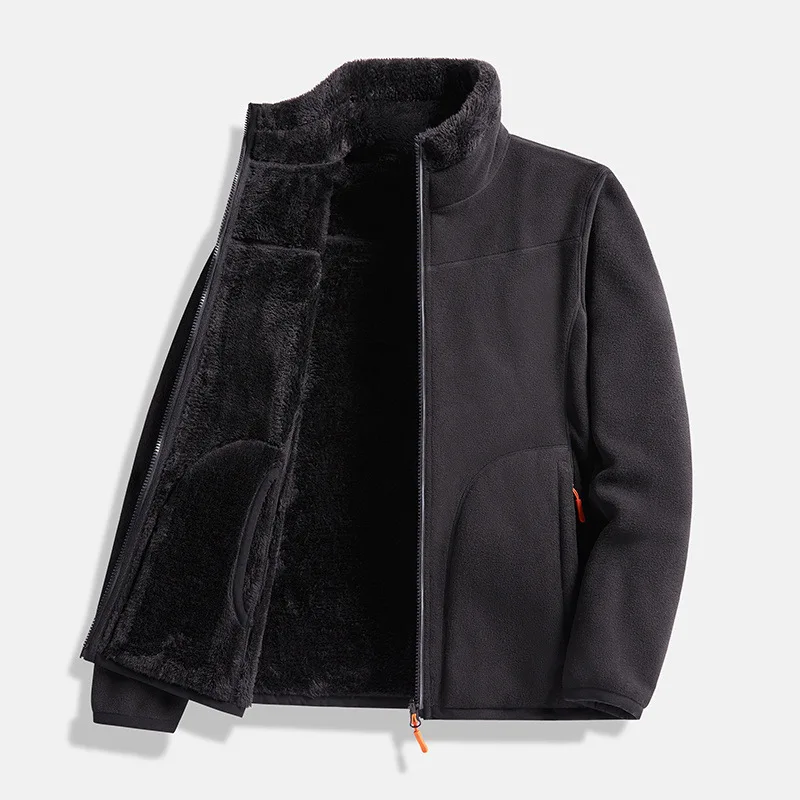 남녀공용 야외 가디건 플리스 재킷, 두꺼운 산호 플리스 재킷