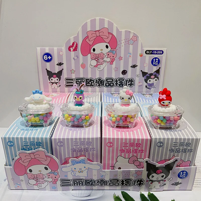 

Экшн-фигурка аниме Kuromi Cinnamoroll, My Melody, Hello Kitty, кошка, Коллекционная модель, кукла, декоративные игрушки для детей, подарок, 12 шт.