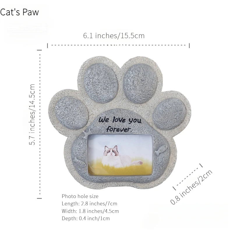 Deceased Pet Souvenir Resin Dog Memorial Cat souvenirs Paw Print Shape Tombstone Pet Photo Desktop Ornaments