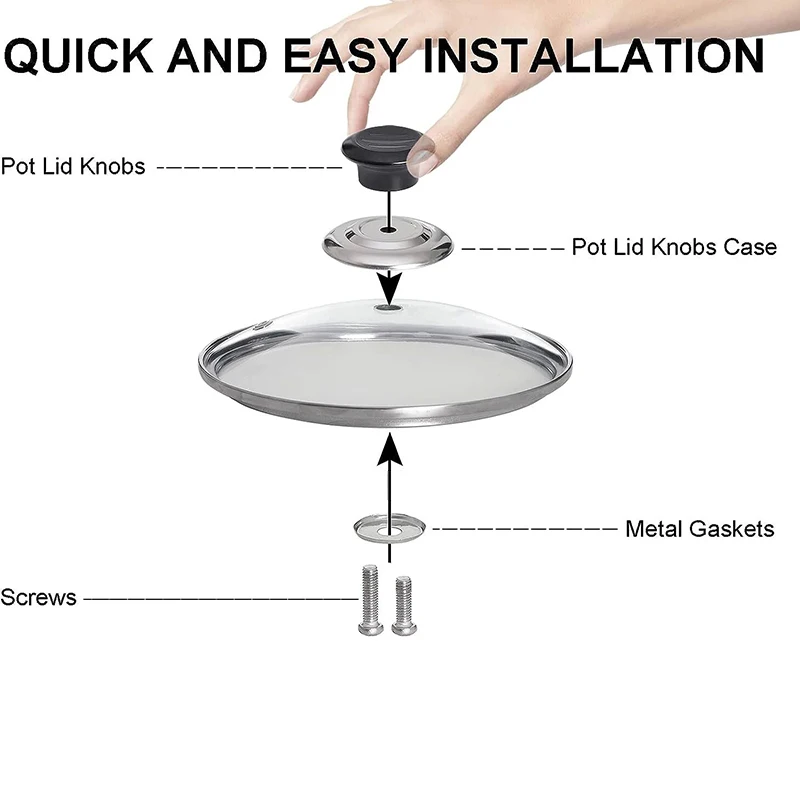 Pot Lid Knob Kitchen Pot Lid Knobs Universal Pan Lid Holding Tops Replacement Hand Grip Knob Handle Resistant Tool with Screwdriver