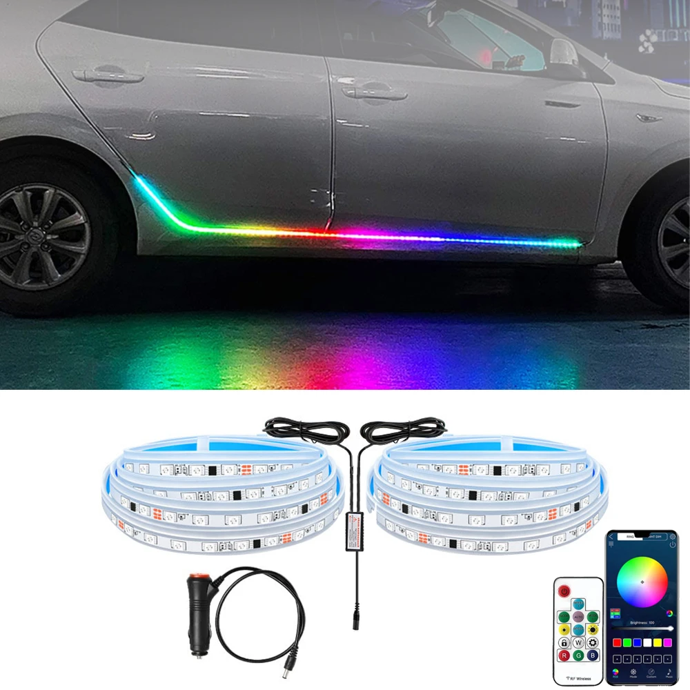 Rgb Led Car Ambient Door Skirt Lights App Remote Auto Sill