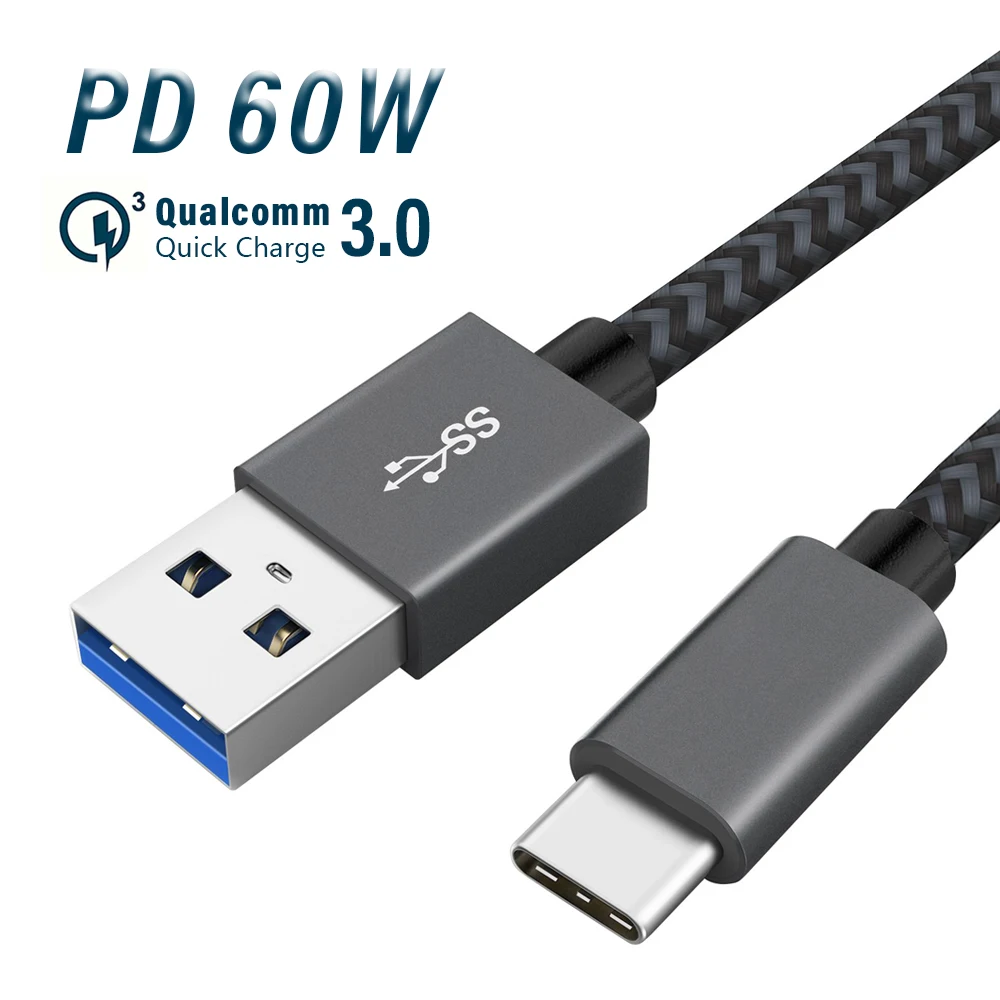 

USB-C Cable Type C Charging Cable for Samsung Galaxy S10/S9/S8 LG Sony Moto and More QC 3.0 Fast Charge & USB 3.0 Data Sync