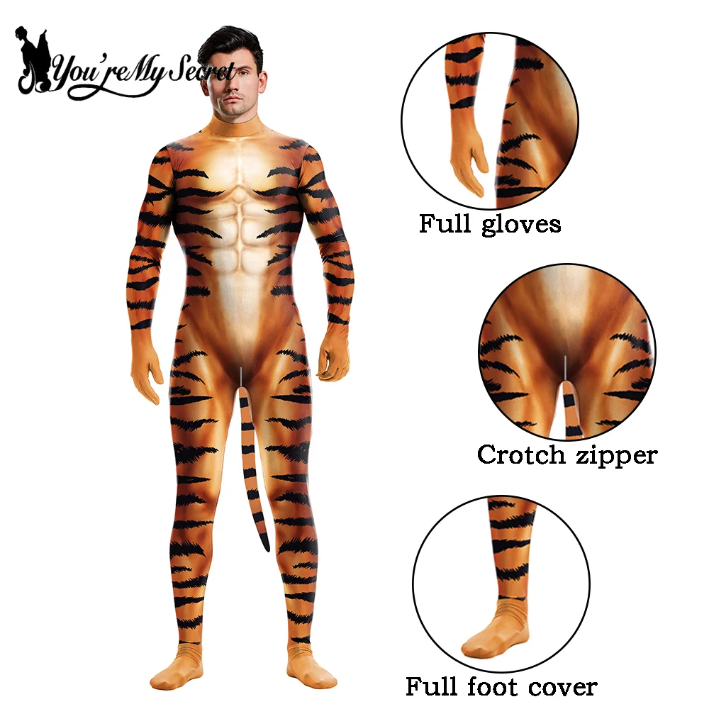 Halloween Adults Unisex Animal Leopard Fox 3D Printed Cosplay Costume Outfit Carnival Festival Bodysuits Crotch Zipper Catsuit