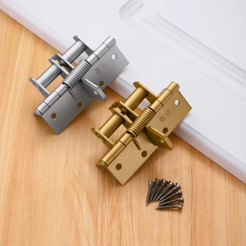 1PCS 4 inches Invisible Door Spring Hinge Automatic Closing Wooden Multi-function Closer 90 Degree Positioning with 8 Screws