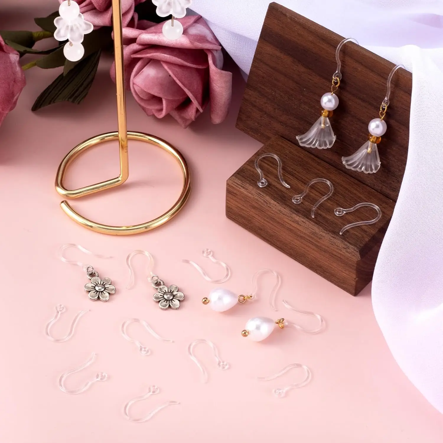20 Stück/Lot Ohrringe mit Schlaufe, französische Ohrhaken und 20 Stück Ohrringe, Stopper, Stecker für DIY-Schmuckherstellung, Bastelteile – Detail 5