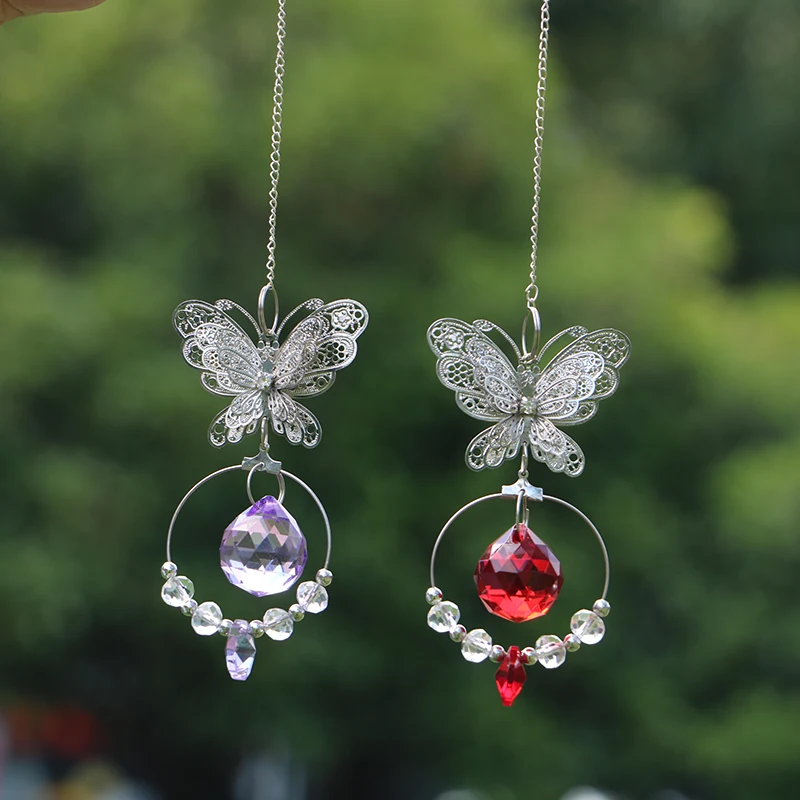 Crystal Ball Prism Suncatchers Rainbow Maker Butterfly Sun Catchers Hanging Pendant Yard Garden Decor sun catcher sun catchers crystal pendant