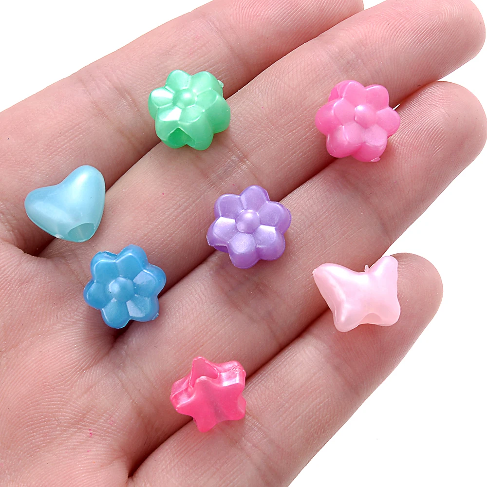 100pcs Various Shape Flower Heart Pony Beads 9mm-12mm Big Hole for Kids  Craft - AliExpress