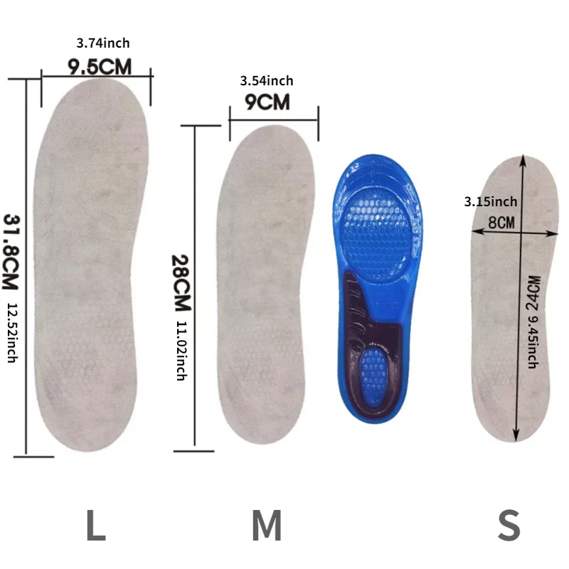 Shoe Insoles Orthopedic Insoles shock-absorbing insole Orthotic Arch Support Foot Pain Massaging Silicone Gel Soft Sport Shoe Anti-Shock Insoles Pad Man Women