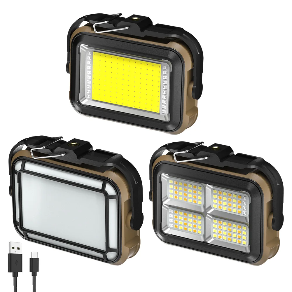 Solar USB Charging Work Light Outdoor Flood Light IPX4 Waterproof Power Display Camping Mechanic Light for Power Outage