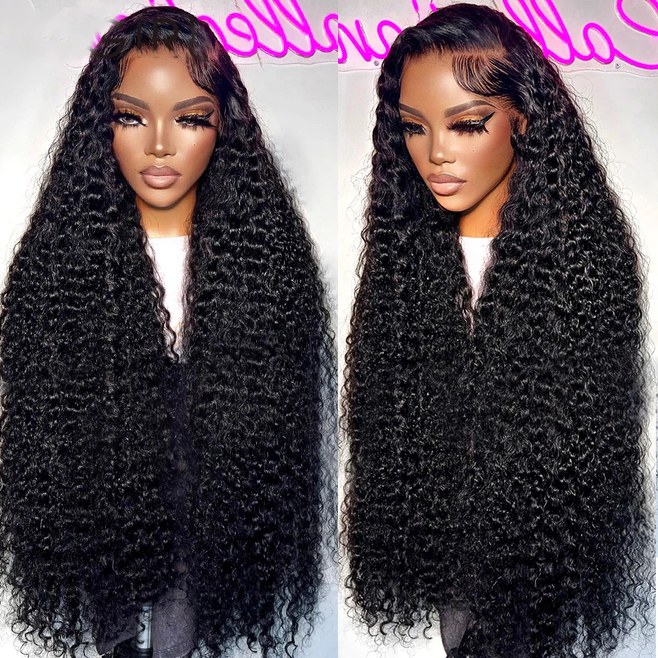 

Natural Black Long Soft 26Inch 180Density Kinky Curly Lace Front Wig for Women BabyHair Glueless Preplucked Daily Heat Resistant
