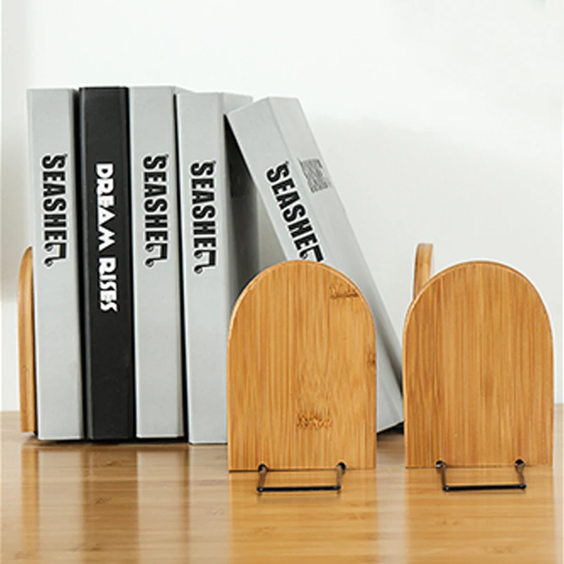 Bookends Natural Book End 대나무 스탠드, 거치대 데스크탑 정리함 선반, 사무실 책꽂이, 가정 장식, 학생용 사무용품