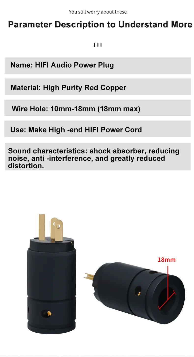 Elektrische Stecker XSSH Audio Schwarz Metall Shell Vergoldet Reinem Kupfer Männlichen 3 Pins Erdung UNS EU IEC AC Power jack Stecker – Detail 9