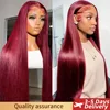 99J Burgundy 13x6 Colored HD Lace Front Wig Human Hair Wigs PrePlucked Premium Red Peruvian Straight Lace Frontal Human Hair Wig 1
