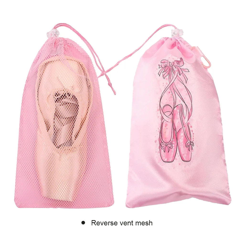 Portable Mesh Dance Bag Breathable Shoes Storage Pouch Girls Ballet Organizer Bags Shoe Pouches Bag Drawstring Dance Shoes Pouch