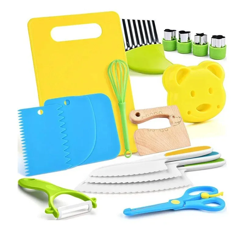 Real Cooking Toddler Children Cooking Set Early Learning Kitchen Tools Safety Knives Without Hands Fruit Supplementary Food Set