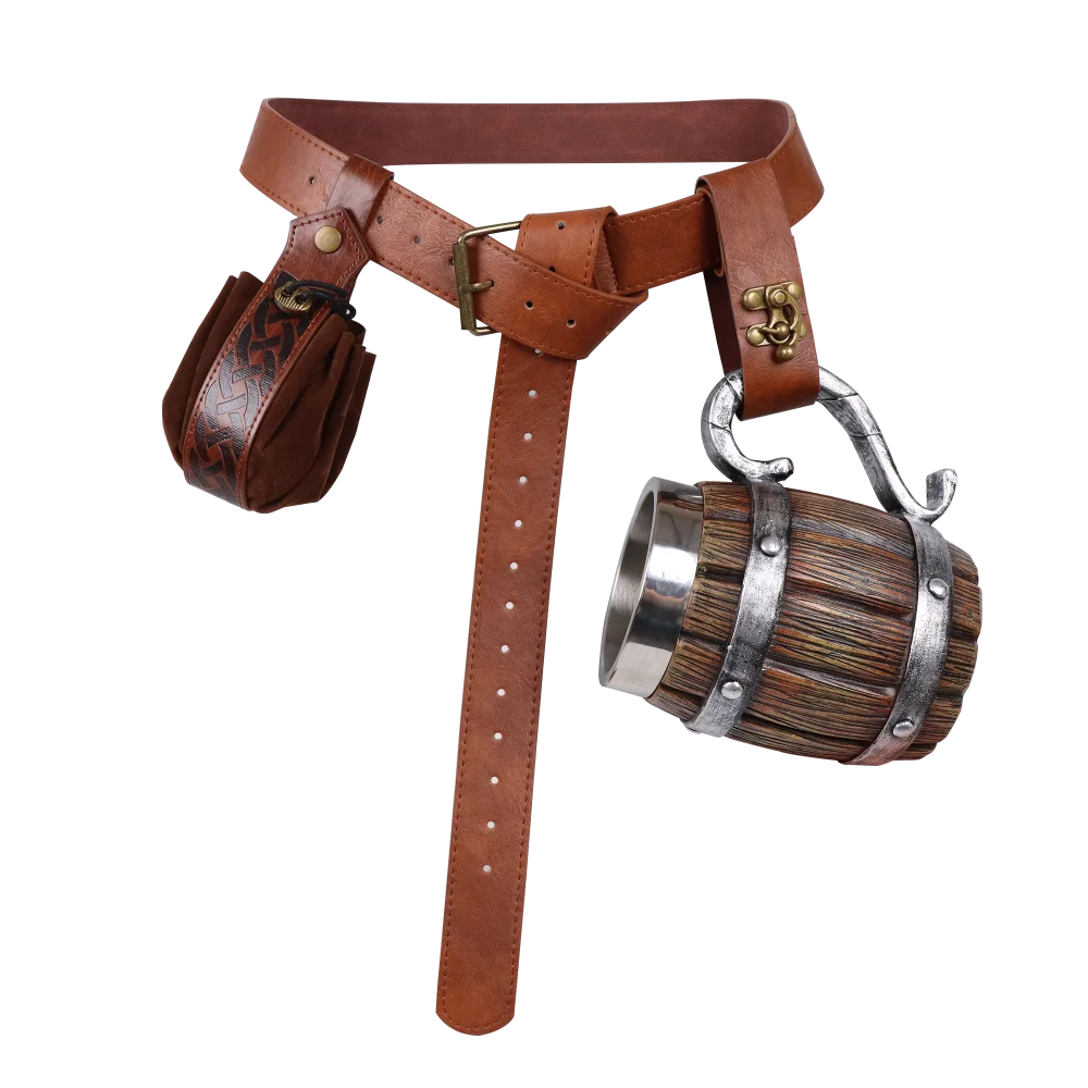3 Stück Wikinger-Kunstledergürtel, mittelalterliche nordische Schwerthülle, Vintage-Tasche, Cosplay-Requisiten-Zubehör, Halloween-Kostüm-Zubehör – Detail 5