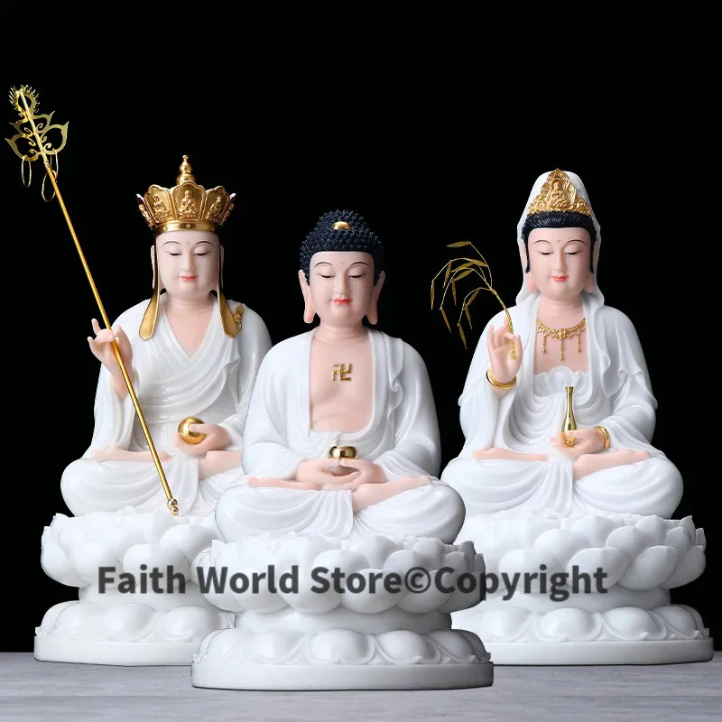 

A set # SAN SHENG FO buddha Worship protection jade High grade Sakyamuni Bodhisattva buddha statue Safety Healthy luck bless