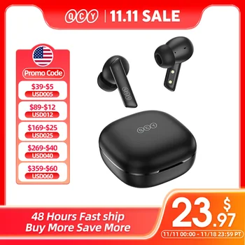 QCY HT05 ANC Wireless Earphone 40dB Noise Cancelling Bluetooth 5.2 Headphone 6 Mic ENC HD Call TWS Earbuds Transparency Mode 1