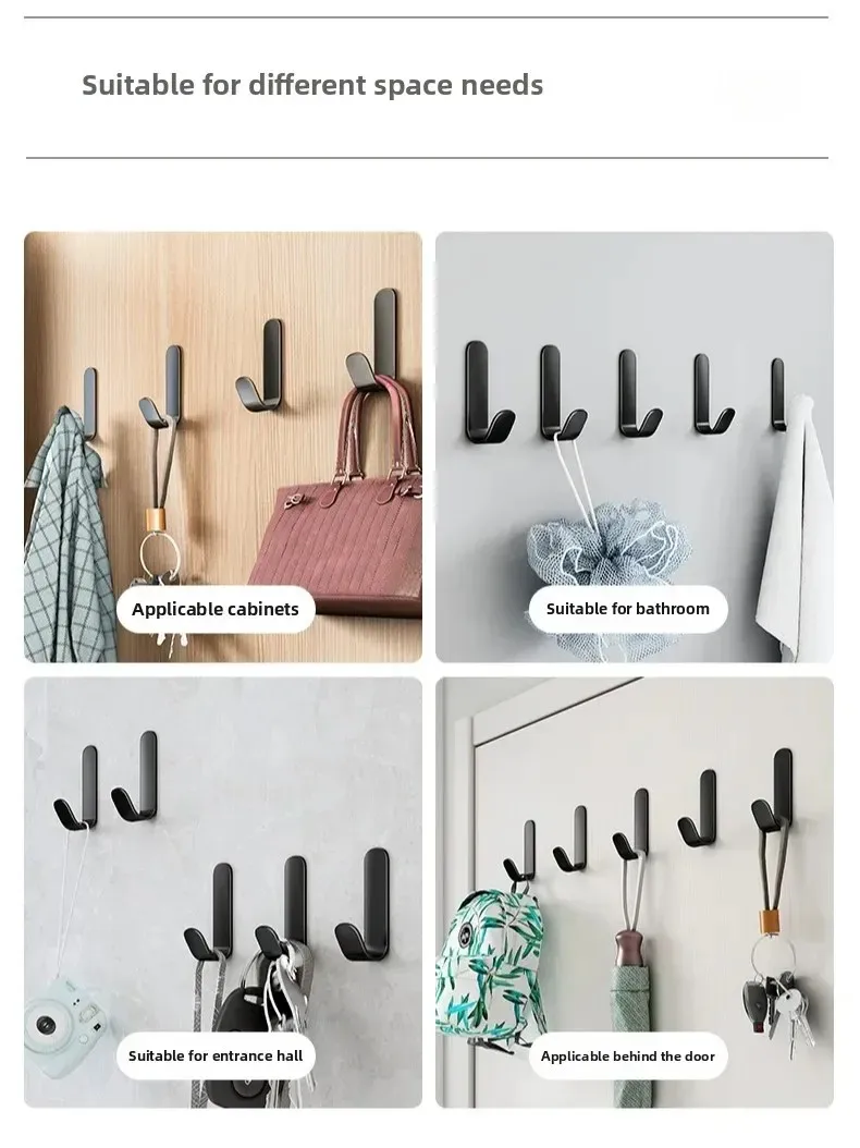 5/10/15/20Pcs Wall Hook Punch-free Wall-mounted Clothe Hanger Metal Single Viscose Adhesive Hook Home Accessories for Bathroom – Detail 13
