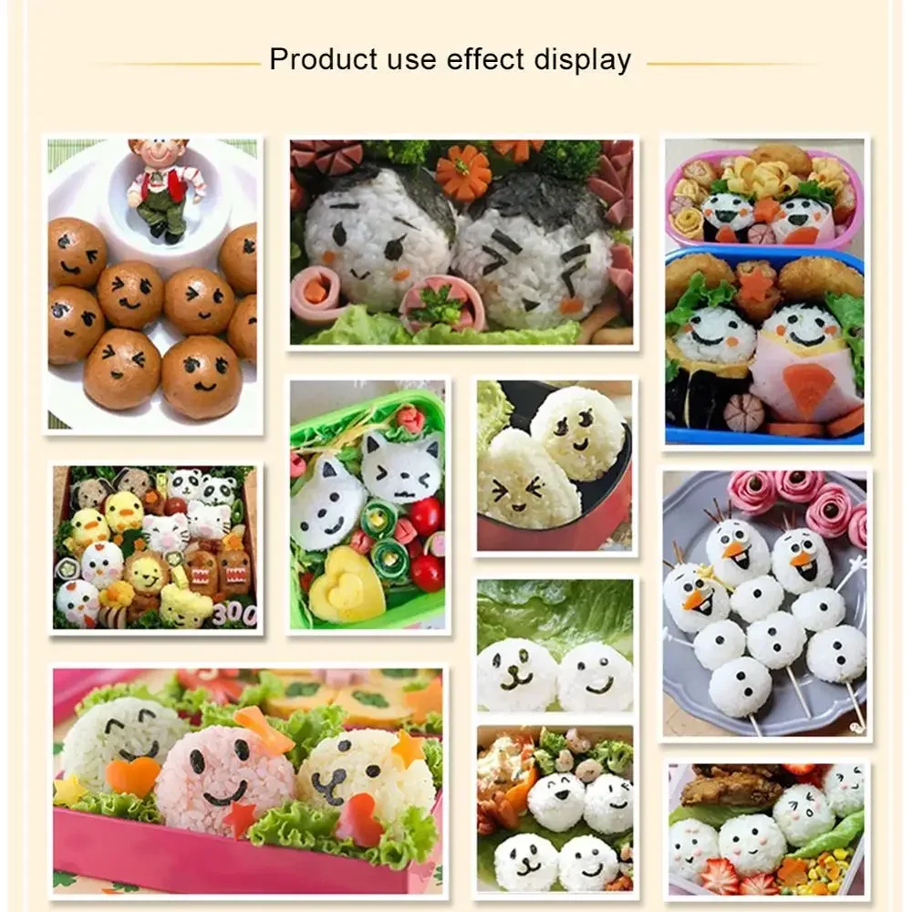 DIY Rice Ball Molds Seaweed Nori Punch Cutter Rice Ball Onigiri Mould Smile Face Cartoon Embossing Device Sushi Mold Bento Decor