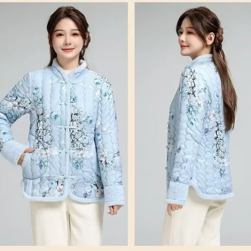 Vintage Floral Traditional Chinese Clothing for Women Folk-Jacket Autumn and Winter Retro Tops Casual Chinese Coat New