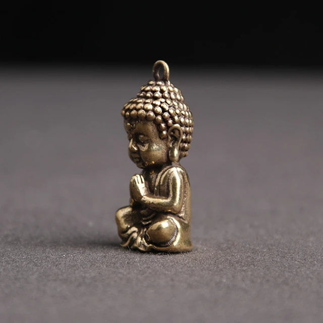 Shakyamuni Buddha Szobor Mini Bronz Kis Jelenet Kiegészítők Kulcstartó Tea Asztal Lakberendezése - Image 2