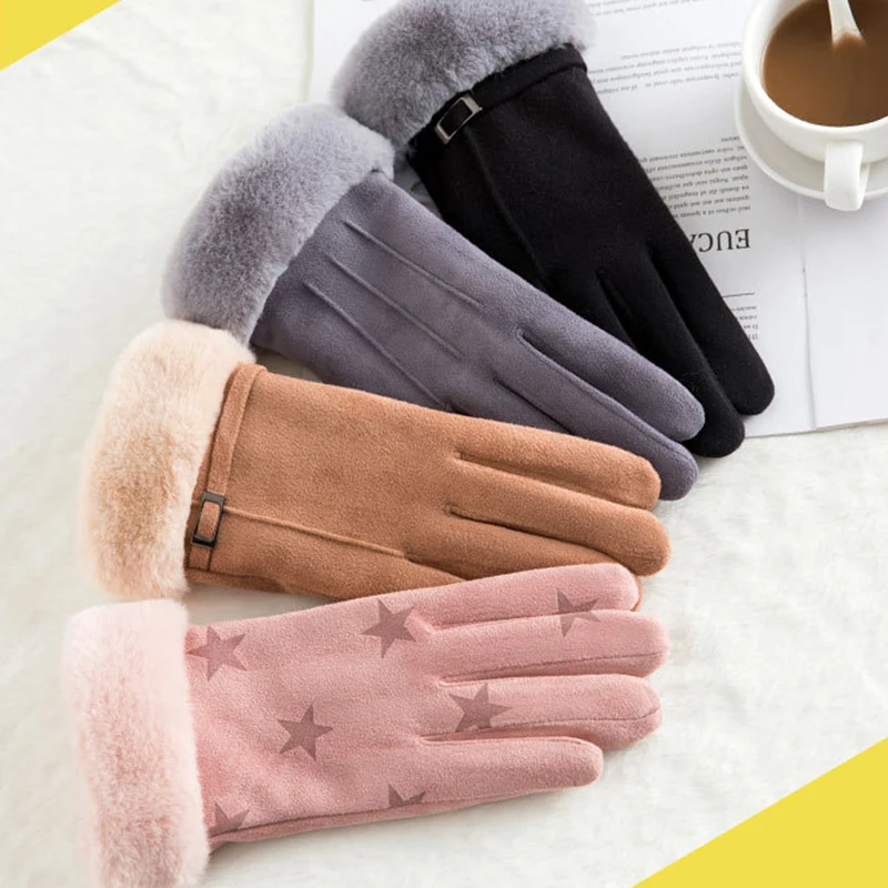 

Elegant Women's Gloves Fashion Winter Touch Screen Plus Velvet Wrist Warm Glove Modify Hand Shape Mittens For Holiday Gift