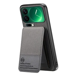 Premium PU Leather Card Holder Flip Wallet Case - Shockproof & Magnetic Stand Bumper Cover - Xiaomi 17 pro (GRAY)