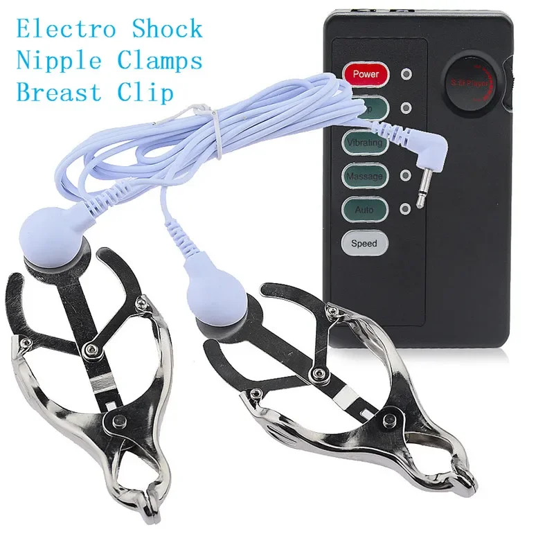 Sex Products Electric Shock Nipple Clamp Electro Stimulation Therapy Breast Pussy Clitoris Pump Body Massager Sex Toys for Women electro sex toys,electric sex toys