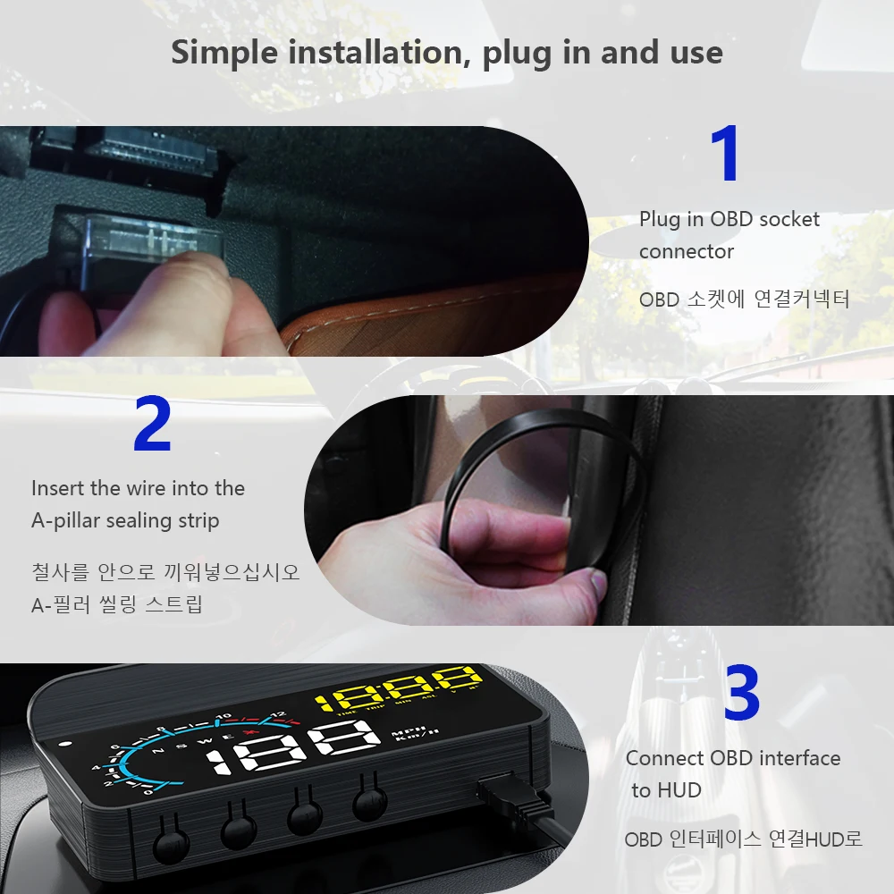 Geyiren  OBD2  ÷,  ĵ HUD  ,   溸 ý, M12, ǰ GPS