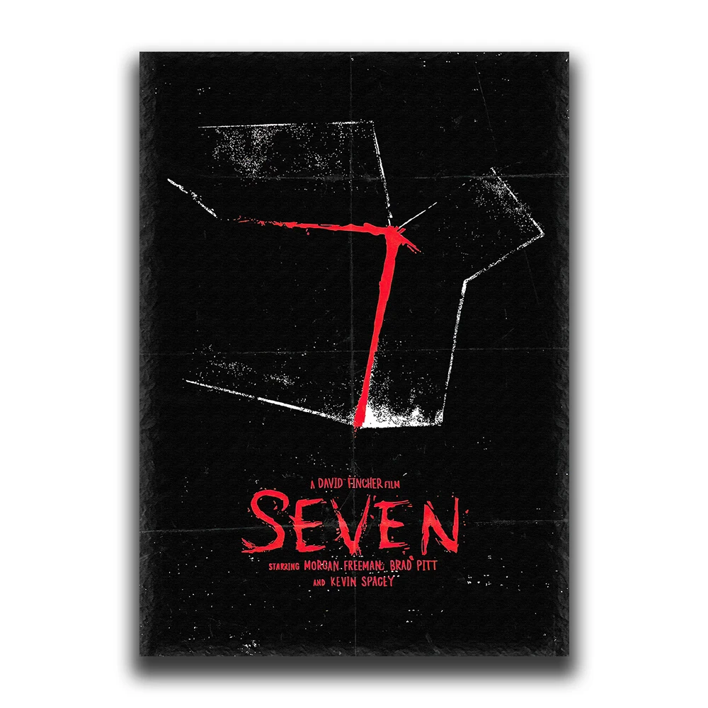 Vintage Black Cinema Art: Se7en Film Canvas Wall Mural