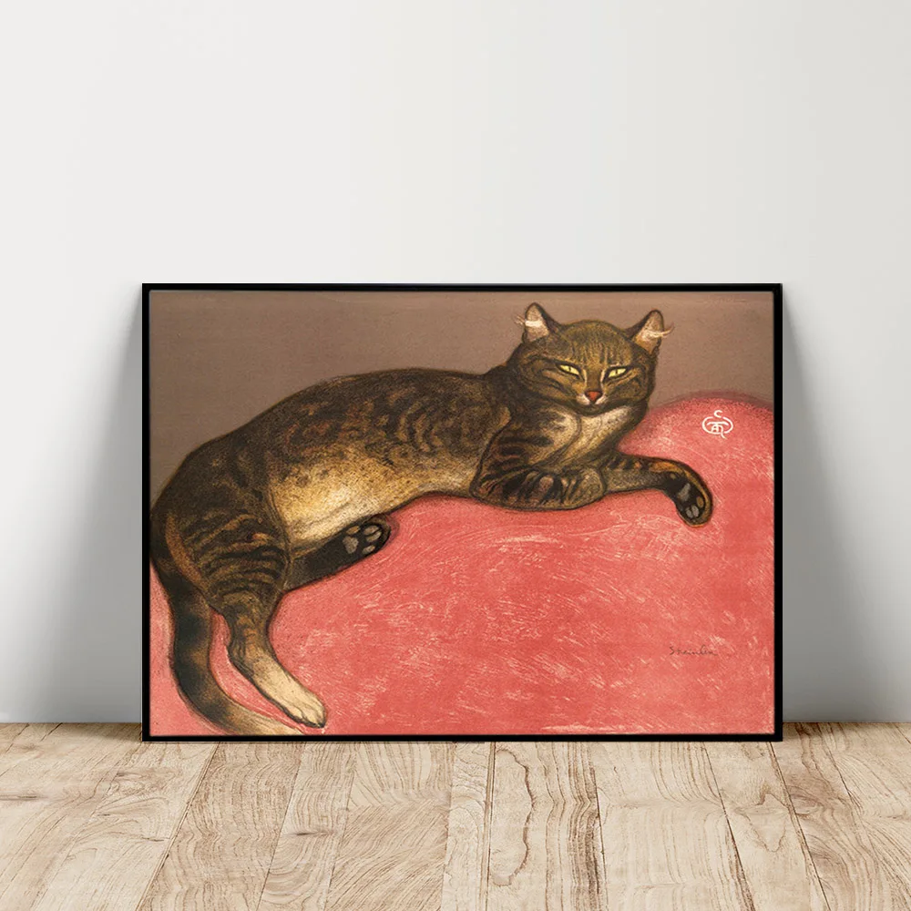 

Winter Cat on a Cushion Theophile Alexandre Steinlen Vintage Poster Antique Cat Wall Art Canvas Print Animal Painting Home Decor